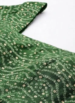 Dupatta From Green Bandhani Printed Rayon Gown With Dupatta Set After Six Wear -C Bazaar Shop Green Bandhani Printed Rayon Gown With Dupatta Set IWBS02302294 rrc1