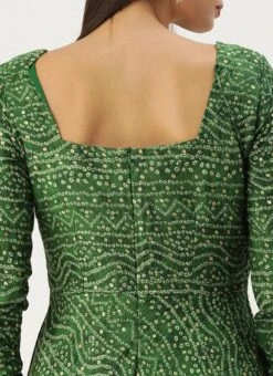 Dupatta From Green Bandhani Printed Rayon Gown With Dupatta Set After Six Wear -C Bazaar Shop Green Bandhani Printed Rayon Gown With Dupatta Set IWBS02302294 rrc2