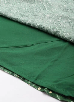 Green Bandhani Printed Rayon Strap Neck Dress Festive Wear -C Bazaar Shop Green Bandhani Printed Rayon Strap Neck Dress DRBS02303756 rrc4