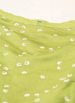 Green Blended Cotton Foil Printed Ruffled Dress After Six Wear 12 Green Blended Cotton Foil Printed Ruffled Dress After Six Wear -C Bazaar Shop Green Blended Cotton Foil Printed Ruffled Dress DRBS02205991 rrc1