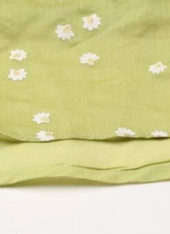 Green Blended Cotton Foil Printed Ruffled Dress After Six Wear Festive Wear -C Bazaar Shop Green Blended Cotton Foil Printed Ruffled Dress DRBS02205991 rrc3 1