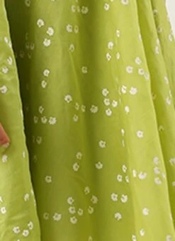 Green Blended Cotton Foil Printed Ruffled Dress After Six Wear Festive Wear -C Bazaar Shop Green Blended Cotton Foil Printed Ruffled Dress DRBS02205991 rrc4 1