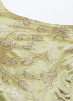 Green Brocade Boat Neck Flared Dress Wedding Wear -C Bazaar Shop Green Brocade Boat Neck Flared Dress DRBS02105388 rrc1