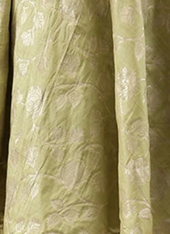 Green Brocade Boat Neck Flared Dress Wedding Wear -C Bazaar Shop Green Brocade Boat Neck Flared Dress DRBS02105388 rrc4