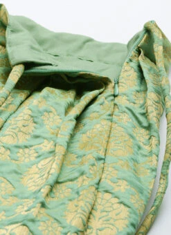 Green Brocade Box Pleated Skirt Festive Wear -C Bazaar Shop Green Brocade Box Pleated Skirt WBBS02012680 rrc1