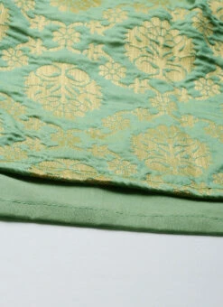 Green Brocade Box Pleated Skirt Festive Wear -C Bazaar Shop Green Brocade Box Pleated Skirt WBBS02012680 rrc2