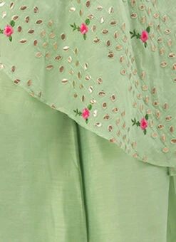 Green Chanderi Embroidered Jumpsuit Festive Wear Party Wear -C Bazaar Shop Green Chanderi Embroidered Jumpsuit DRBS02207361 rrc3