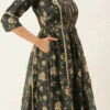 Green Chanderi Printed Floral Maxi Dress Festive Wear