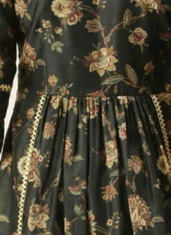 Green Chanderi Printed Floral Maxi Dress Festive Wear -C Bazaar Shop Green Chanderi Printed Floral Maxi Dress DRBS02111084 rrc2