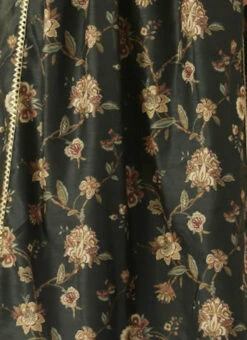 Green Chanderi Printed Floral Maxi Dress Festive Wear -C Bazaar Shop Green Chanderi Printed Floral Maxi Dress DRBS02111084 rrc3