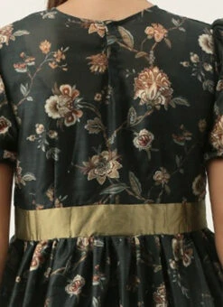 Green Chanderi Silk Puff Sleeve Dress After Six Wear 13 Green Chanderi Silk Puff Sleeve Dress After Six Wear -C Bazaar Shop Green Chanderi Silk Puff Sleeve Dress DRBS02201263 rrc2