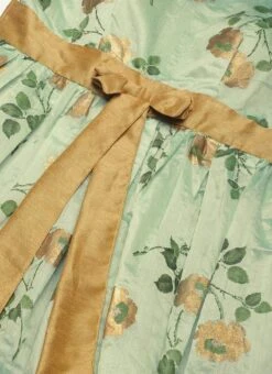 Green Chanderi Silk Puff Sleeve Dress Festive Wear 14 Green Chanderi Silk Puff Sleeve Dress Festive Wear -C Bazaar Shop Green Chanderi Silk Puff Sleeve Dress DRBS02303880 rrc3