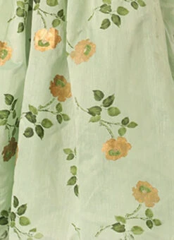 Green Chanderi Silk Puff Sleeve Dress Festive Wear 15 Green Chanderi Silk Puff Sleeve Dress Festive Wear -C Bazaar Shop Green Chanderi Silk Puff Sleeve Dress DRBS02303880 rrc4