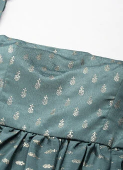 Green Chinon Foil Printed Maxi Dress Festive Wear -C Bazaar Shop Green Chinon Foil Printed Maxi Dress DRBS02212617 rrc1