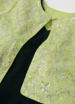 Jacket From Green Cotton Embroidered Jacket Style Gown -C Bazaar Shop Green Cotton Embroidered Jacket Style Gown IWBS02301772 rrc1