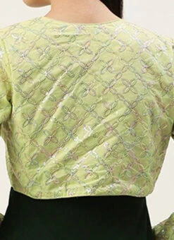 Jacket From Green Cotton Embroidered Jacket Style Gown -C Bazaar Shop Green Cotton Embroidered Jacket Style Gown IWBS02301772 rrc2