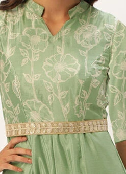 Green Digital Print Chinon Jumpsuit Festive Wear -C Bazaar Shop Green Digital Print Chinon Jumpsuit DRBS02309152 rrc1