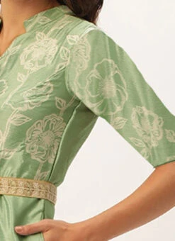 Green Digital Print Chinon Jumpsuit Festive Wear -C Bazaar Shop Green Digital Print Chinon Jumpsuit DRBS02309152 rrc3