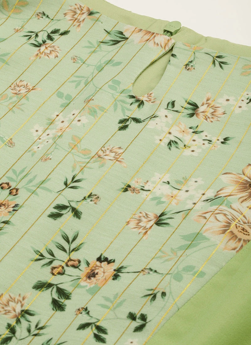 Green Digital Printed Dress Festive Wear 5 Green Digital Printed Dress Festive Wear - Image 5
