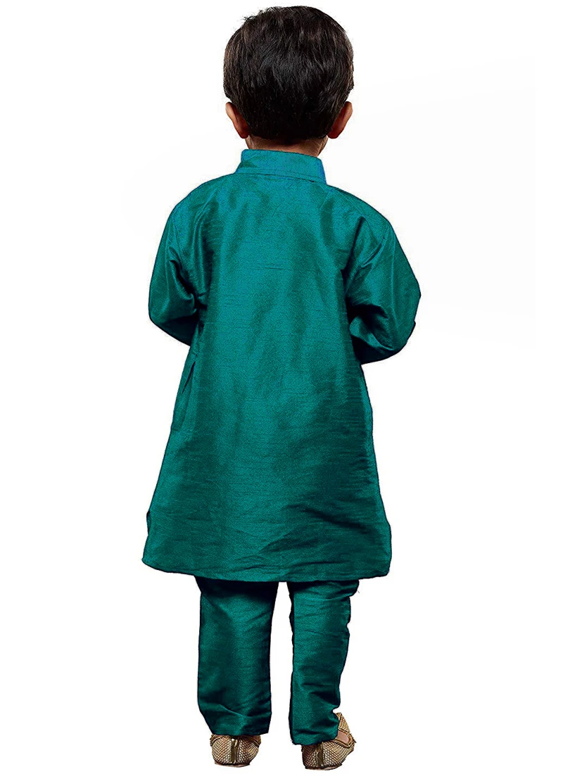 Rama Green Dupion Silk Kurta Pyjama 3 Rama Green Dupion Silk Kurta Pyjama - Image 3