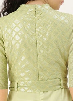 Green Embroidered Collar Neck Jumpsuit Party Wear -C Bazaar Shop Green Embroidered Collar Neck Jumpsuit DRBS02307730 rrc2