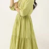 Green Embroidered Floor Length Gathers Dress After Six Wear