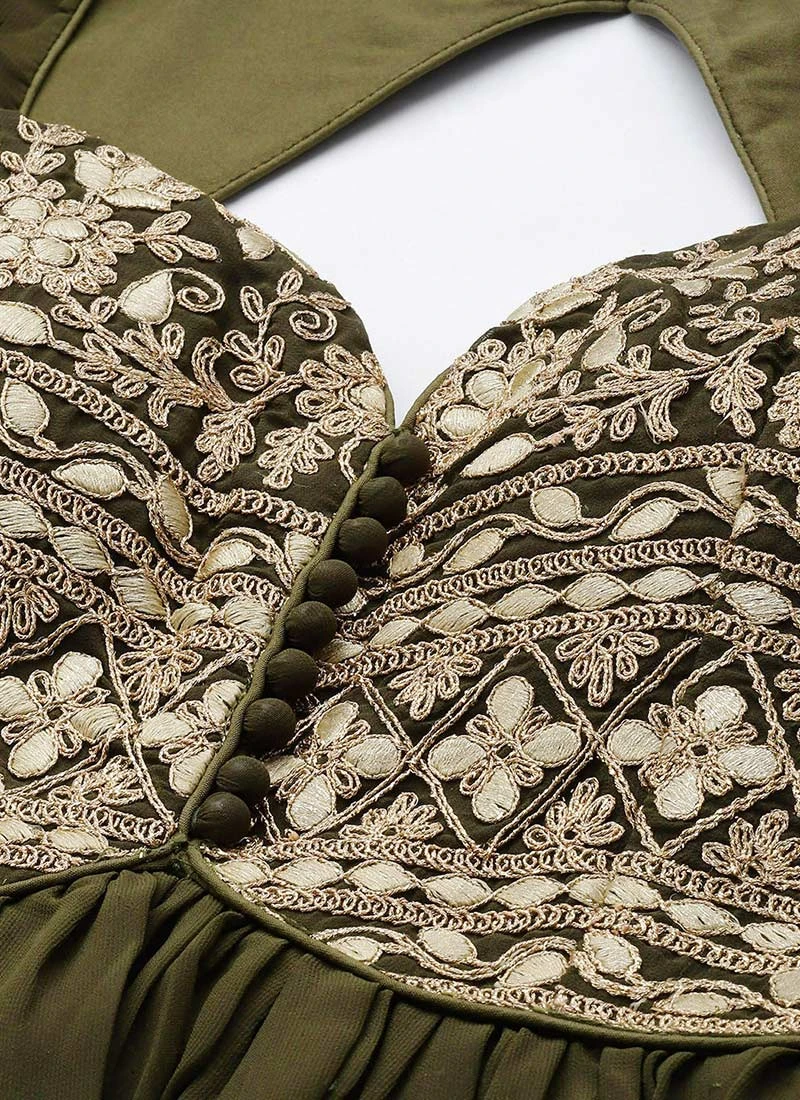 Bottom From Green Embroidered Georgette Anarkali Suit After Six Wear 5 Bottom From Green Embroidered Georgette Anarkali Suit After Six Wear - Image 5