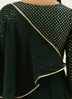 Green Embroidered Georgette Kali Flared Gown Party Wear -C Bazaar Shop Green Embroidered Georgette Kali Flared Gown IWBS02208519 rrc2