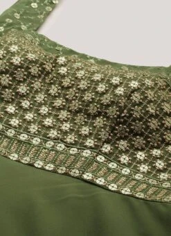 Green Embroidered Georgette Layered Gown Festive Wear -C Bazaar Shop Green Embroidered Georgette Layered Gown IWBS02203612 rrc2 1