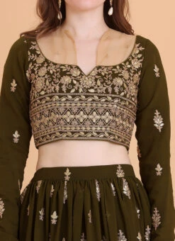 Green Embroidered Georgette Lehenga Set Festive Wear -C Bazaar Shop Green Embroidered Georgette Lehenga Set GHBS02302554 rrc1