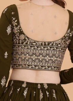 Green Embroidered Georgette Lehenga Set Festive Wear -C Bazaar Shop Green Embroidered Georgette Lehenga Set GHBS02302554 rrc2