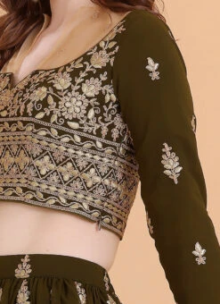 Green Embroidered Georgette Lehenga Set Festive Wear -C Bazaar Shop Green Embroidered Georgette Lehenga Set GHBS02302554 rrc3