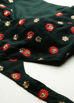 Green Embroidered Georgette Overlapped Blouse Party Wear -C Bazaar Shop Green Embroidered Georgette Overlapped Blouse BLBS02305196 rrc1