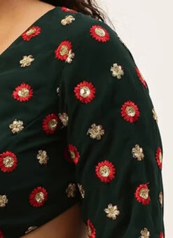 Green Embroidered Georgette Overlapped Blouse Party Wear -C Bazaar Shop Green Embroidered Georgette Overlapped Blouse BLBS02305196 rrc4