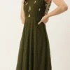 Green Embroidered Halter Neck Gown Festive Wear