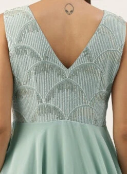 Green Embroidered Layered Gown Party Wear -C Bazaar Shop Green Embroidered Layered Gown IWBS02201250 rrc2