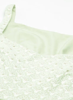 Green Embroidered Mini Dress Party Wear -C Bazaar Shop Green Embroidered Mini Dress DRBS02206237 rrc1