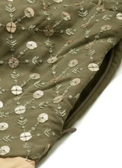 Green Embroidered N Beige Floor Length Gown Festive Wear -C Bazaar Shop Green Embroidered N Beige Floor Length Gown IWBS02111104 rrc3