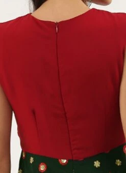 Green Embroidered N Maroon Twisted Bodice Dress Festive Wear -C Bazaar Shop Green Embroidered N Maroon Twisted Bodice Dress DRBS02206212 rrc2