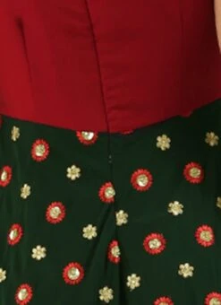 Green Embroidered N Maroon Twisted Bodice Dress Festive Wear -C Bazaar Shop Green Embroidered N Maroon Twisted Bodice Dress DRBS02206212 rrc3