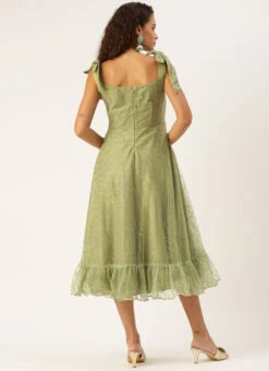 Green Embroidered Net Corset Style Dress Party Wear -C Bazaar Shop Green Embroidered Net Corset Style Dress DRBS02301105 b