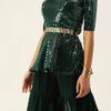 Bottom From Green Embroidered Peplum Top N Palazzo Set After Six Wear