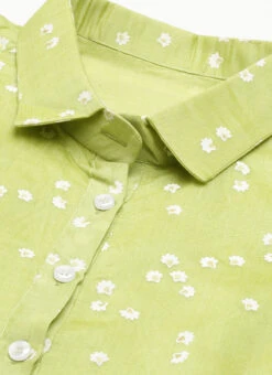 Green Foil Printed Shirt Dress After Six Wear 12 Green Foil Printed Shirt Dress After Six Wear -C Bazaar Shop Green Foil Printed Shirt Dress DRBS02205849 rrc1