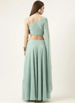 Skirt From Green Georgette Embroidered Crop Top N Skirt Set After Six Wear 11 Skirt From Green Georgette Embroidered Crop Top N Skirt Set After Six Wear -C Bazaar Shop Green Georgette Embroidered Crop Top N Skirt Set IWBS02302445 b