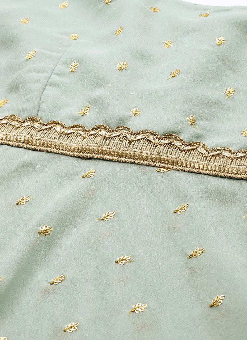 Top From Green Georgette Embroidered Gharara Set After Six Wear 5 Top From Green Georgette Embroidered Gharara Set After Six Wear - Image 5