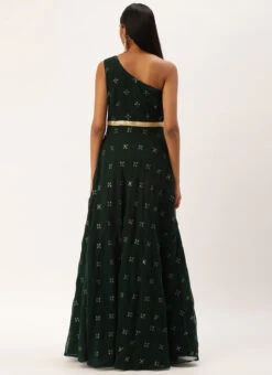Green Georgette Embroidered Gown Festive Wear -C Bazaar Shop Green Georgette Embroidered Gown IWBS02301055 b