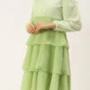 Green Georgette Embroidered Layered Dress Party Wear