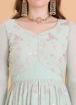 Bottom From Green Georgette Embroidered Palazzo Suit After Six Wear -C Bazaar Shop Green Georgette Embroidered Palazzo Suit SLBS02304087 rrc1