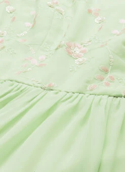Green Georgette Embroidered Ruffle Maxi Dress Festive Wear -C Bazaar Shop Green Georgette Embroidered Ruffle Maxi Dress DRBS02305167 rrc1