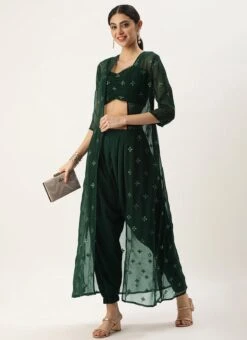 Bottom From Green Georgette Embroidered Set N Suits After Six Wear -C Bazaar Shop Green Georgette Embroidered Set N Suits IWBS02211124 u 1